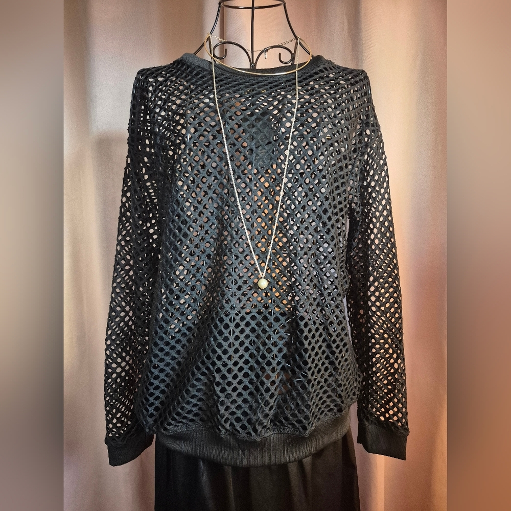 Womens's Black Mesh Layering Top